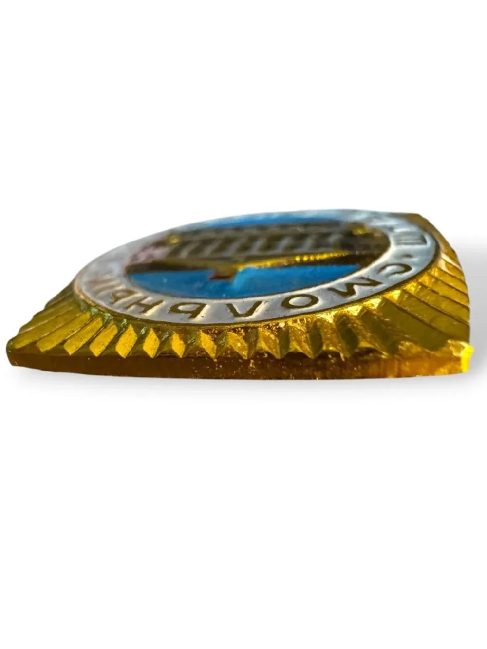 Soviet-Era Leningrad October Smolny Institute Pinback Badge Gold & Blue Design